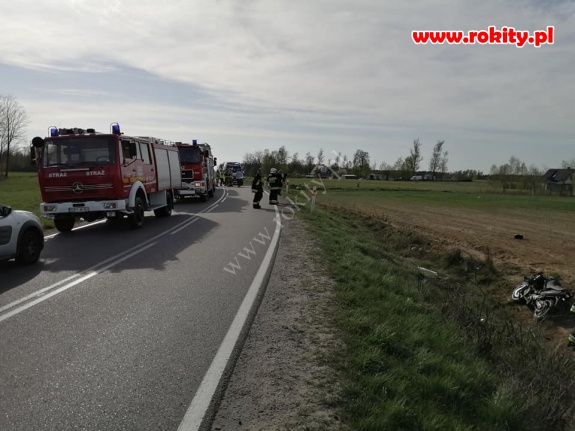 Wypadek motocyklisty na trasie Rokity &ndash; Rokiciny