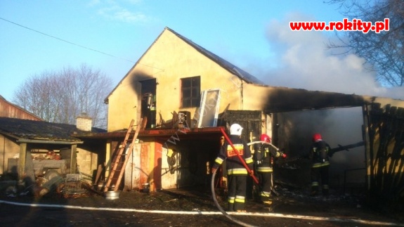 Pożar stolarni w Rokitach