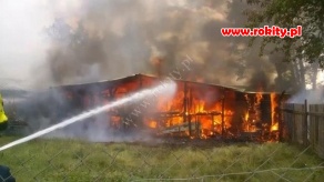 Pożar domku letniskowego w Zawiatach